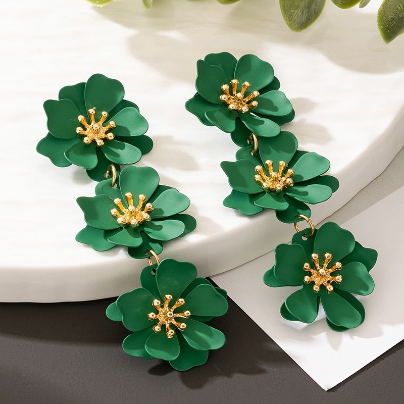 Holiday Style Floral Long Earrings