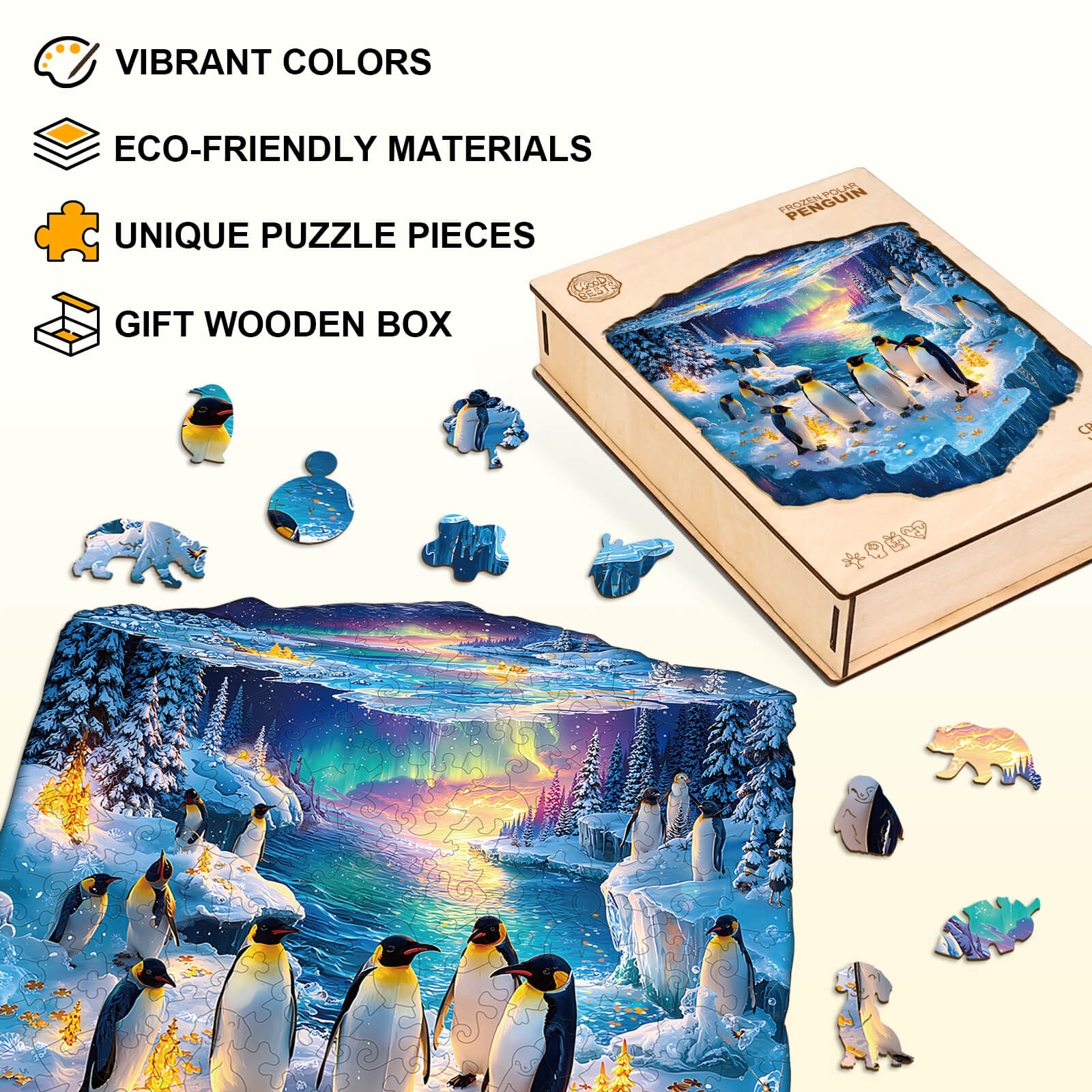 Frozen polar Penguin Wooden Jigsaw Puzzle