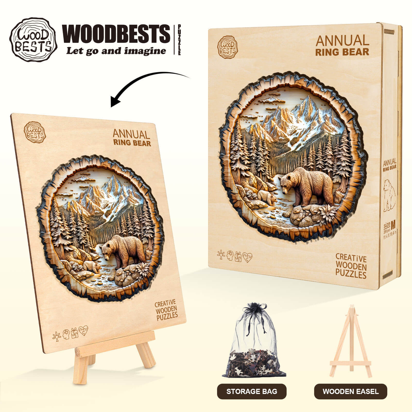 Annual ring Bear Wooden Jigsaw Puzzle