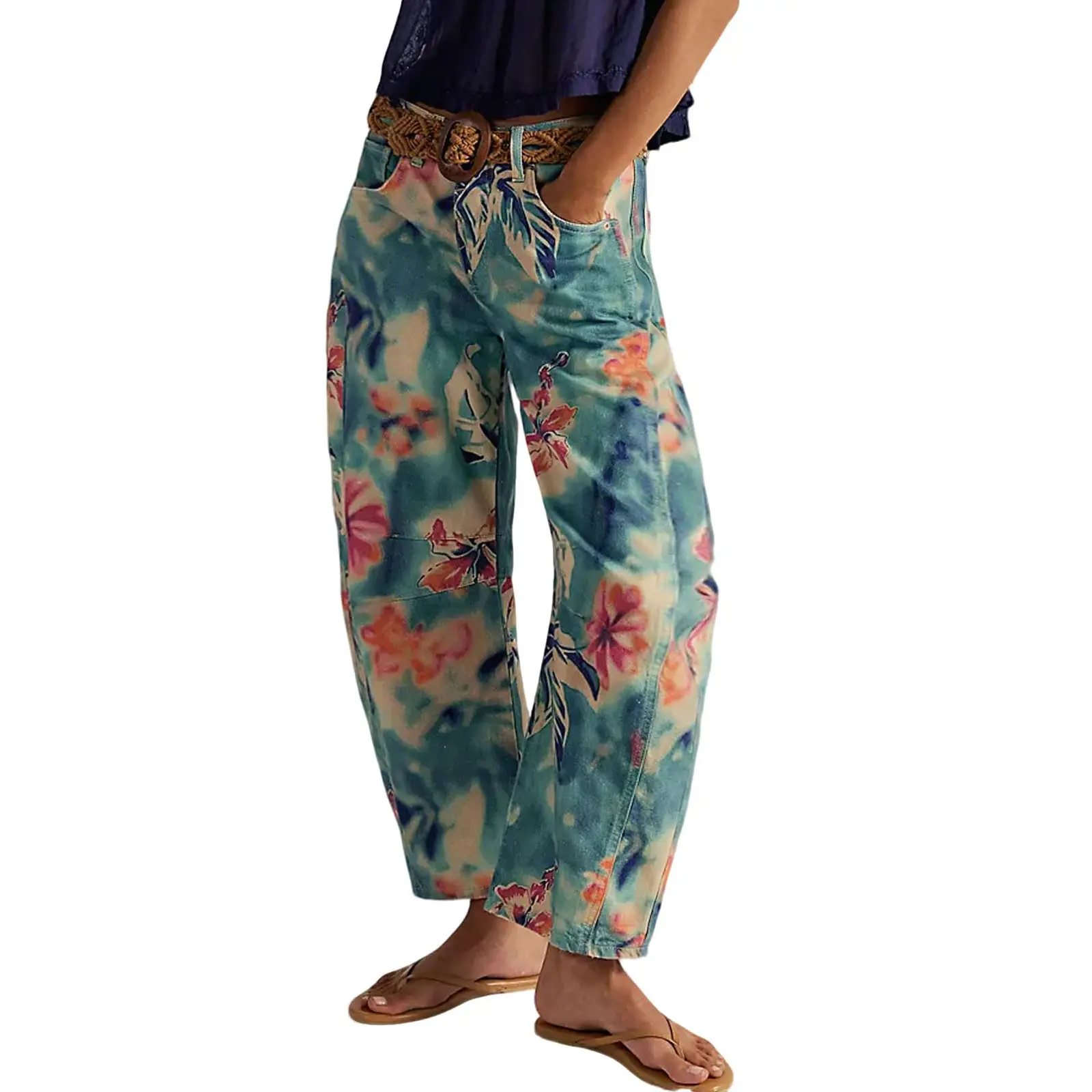 Women's Printed Wide-Leg Jeans