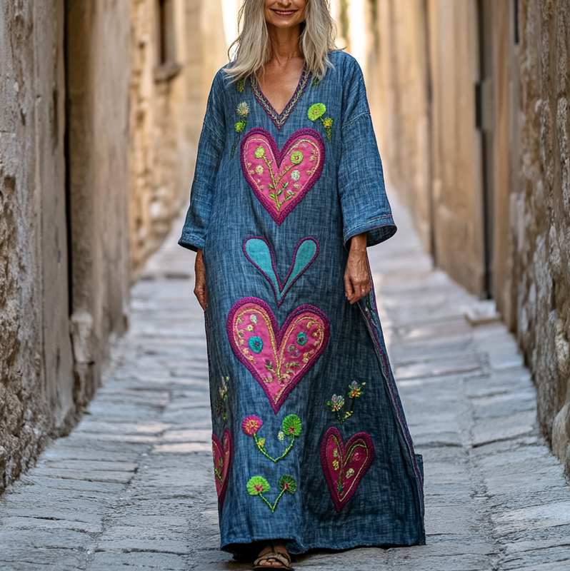 Vintage Hippie Loose Linen Dress ac38