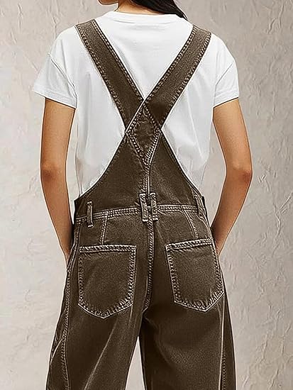 Women's Y2K Wide-Leg Denim Overalls