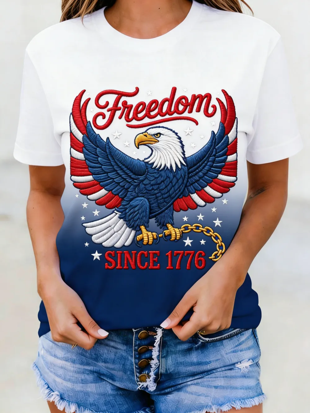Freedom Since 1776 Embroidered Eagle T-Shirt
