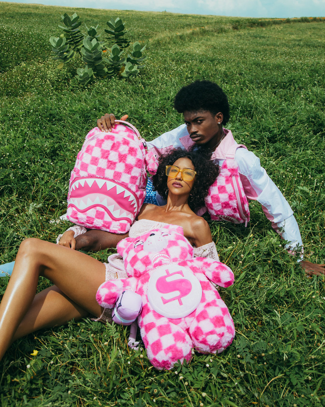 FURZILLA SHARK (PINK CHECK) BACKPACK