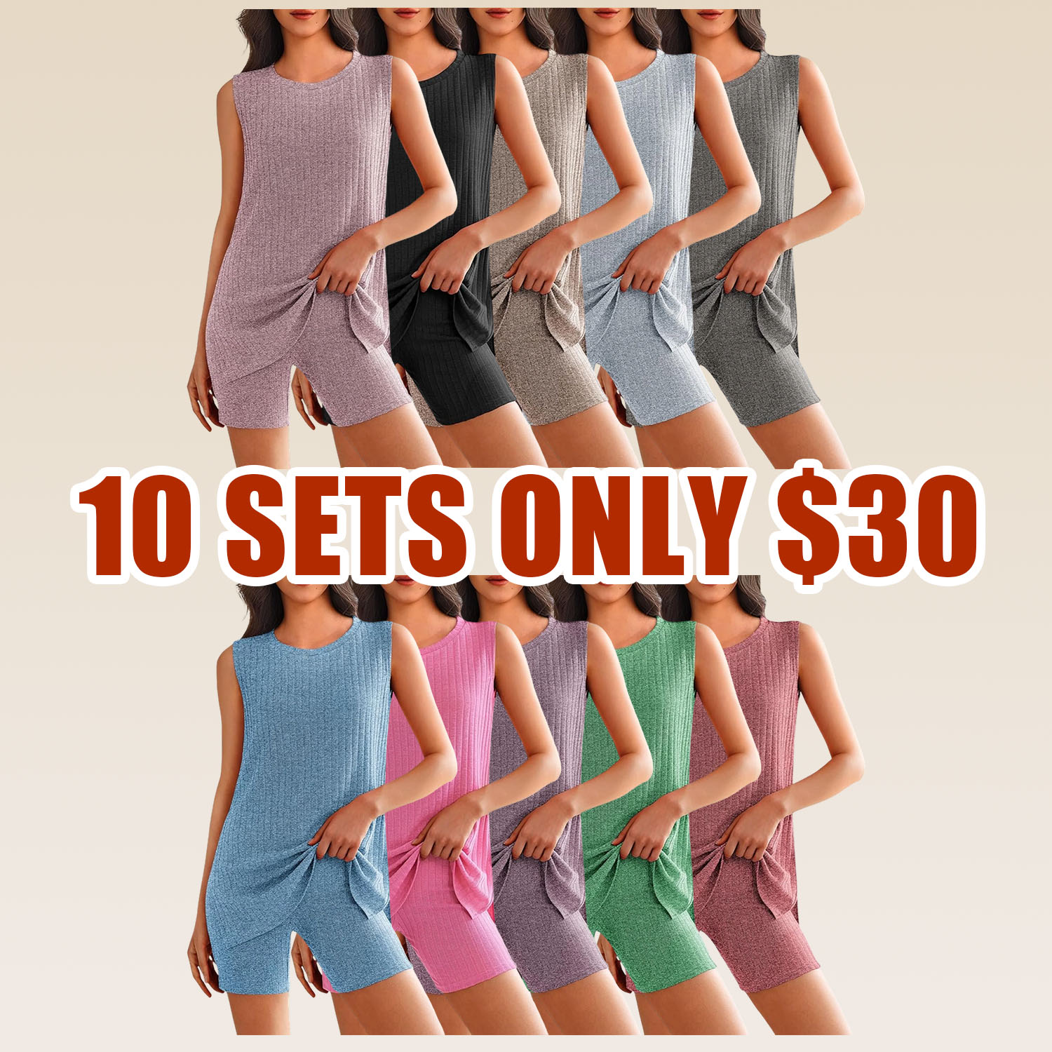 Women's Pajama Sets Summer Striped Knitted Sleeveless Women's 2-Piece Set Cycling Shorts Casual Comfortable Set