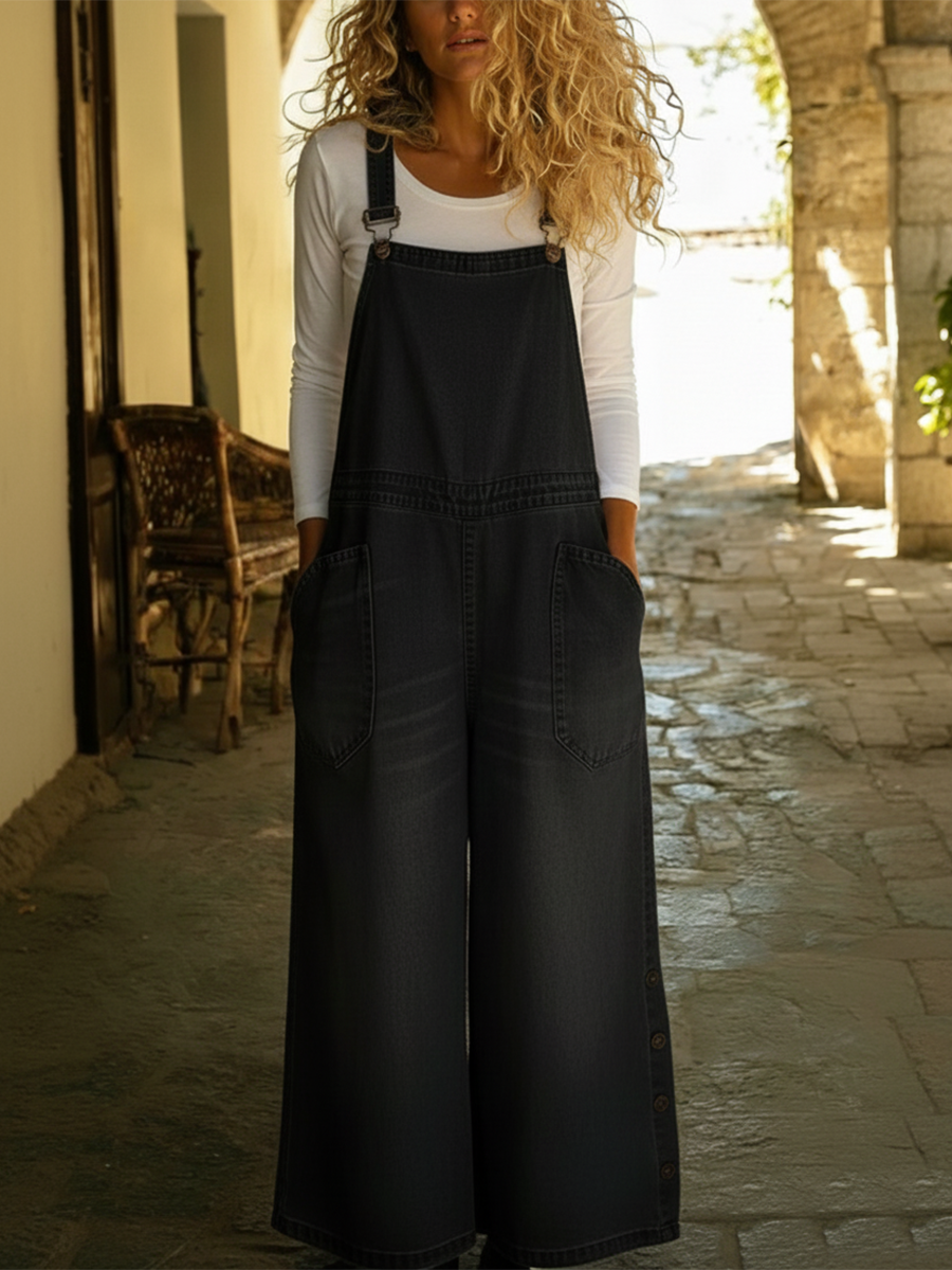 Women's Casual Denim Overalls Jumpsuit