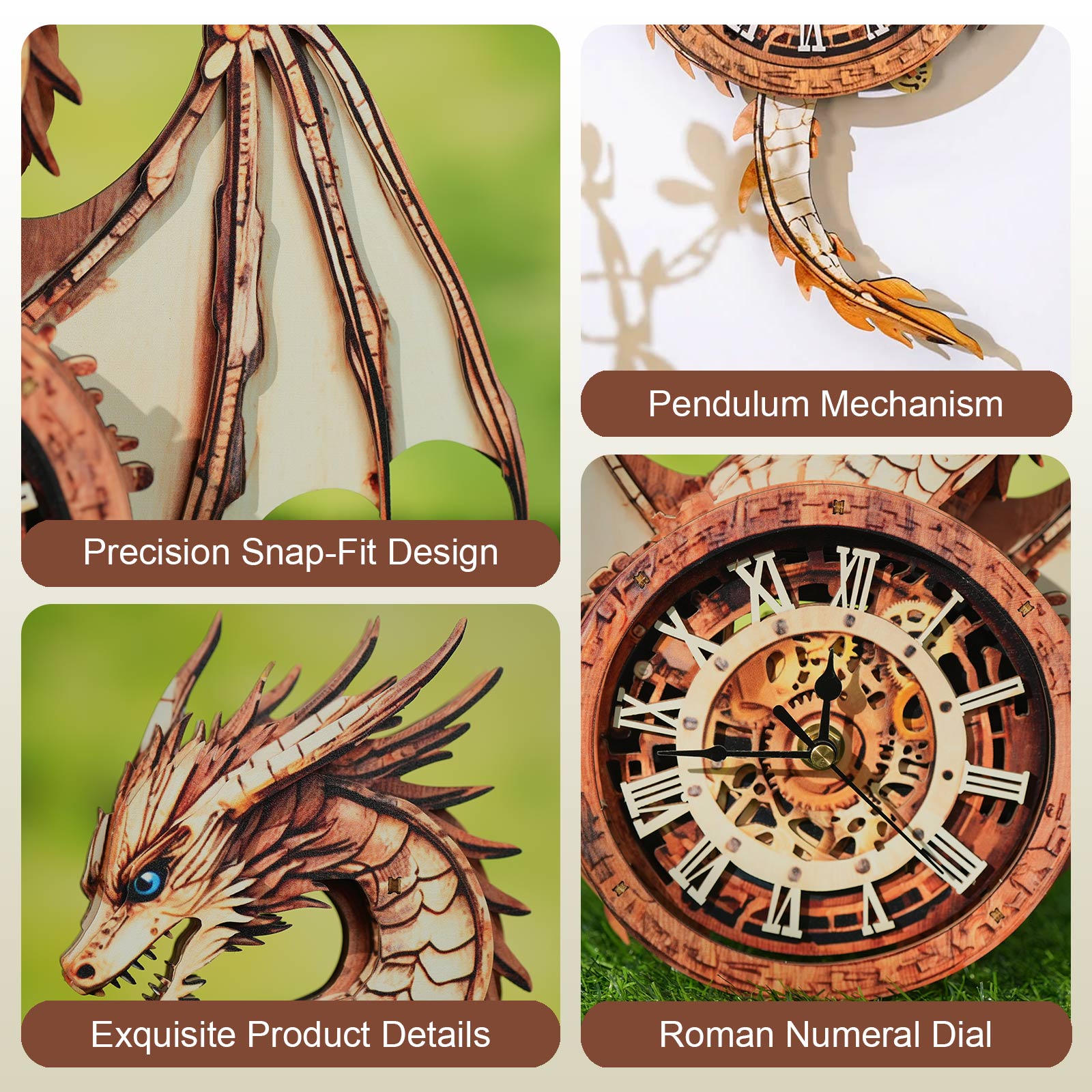 Ancient Dragon – DIY Wooden Clock, 3D Puzzle Craft Kit