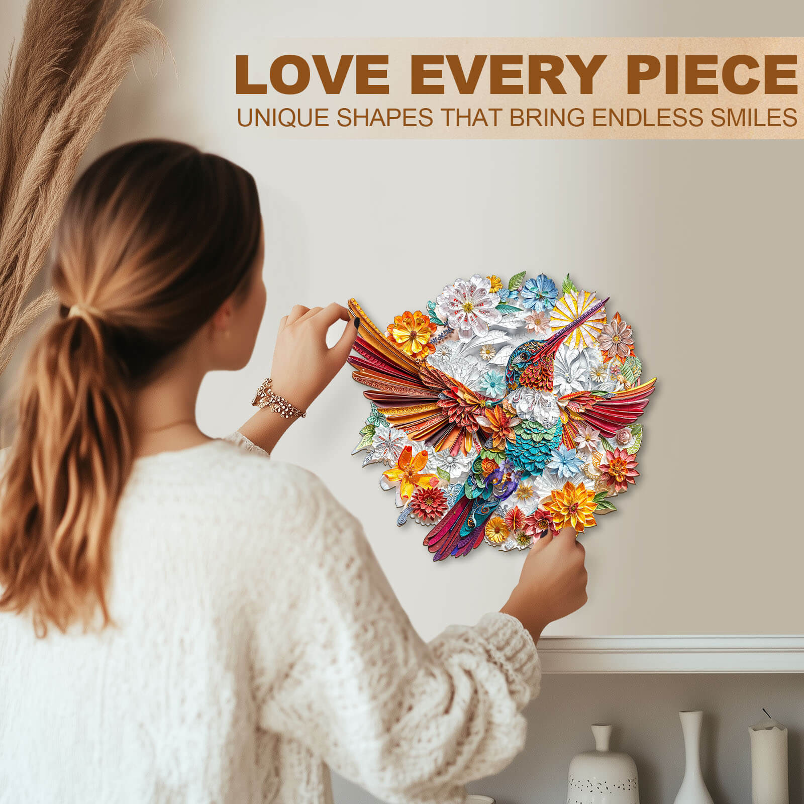 Confetti Hummingbird Wooden Jigsaw Puzzle