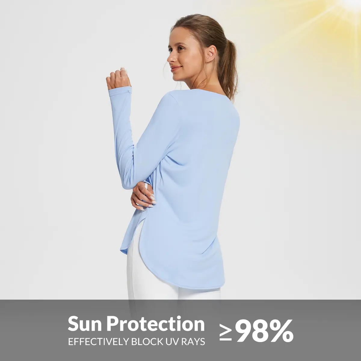 Women's Sun Shirts UPF 50+ Long Sleeve Hiking Tops Lightweight Quick Dry UV Protection Outdoor Clothing Workout Rash Guard Hiking Fishing Beach