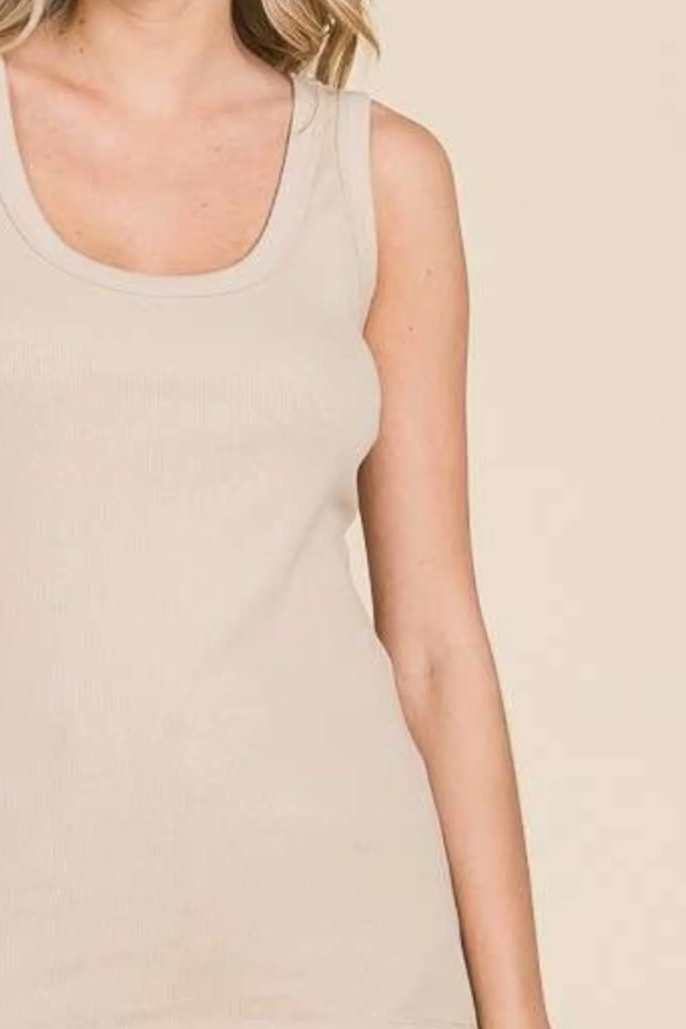 Full Size Ribbed Scoop Neck Tank