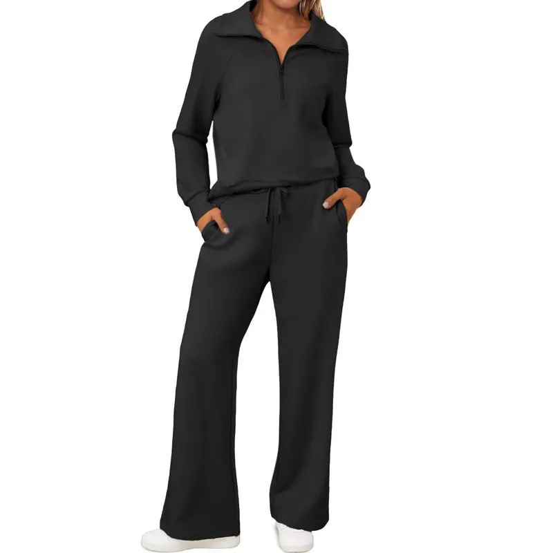 Women’s Oversized Half-Zip Sweatsuit 2 Piece Lounge Tracksuit Set