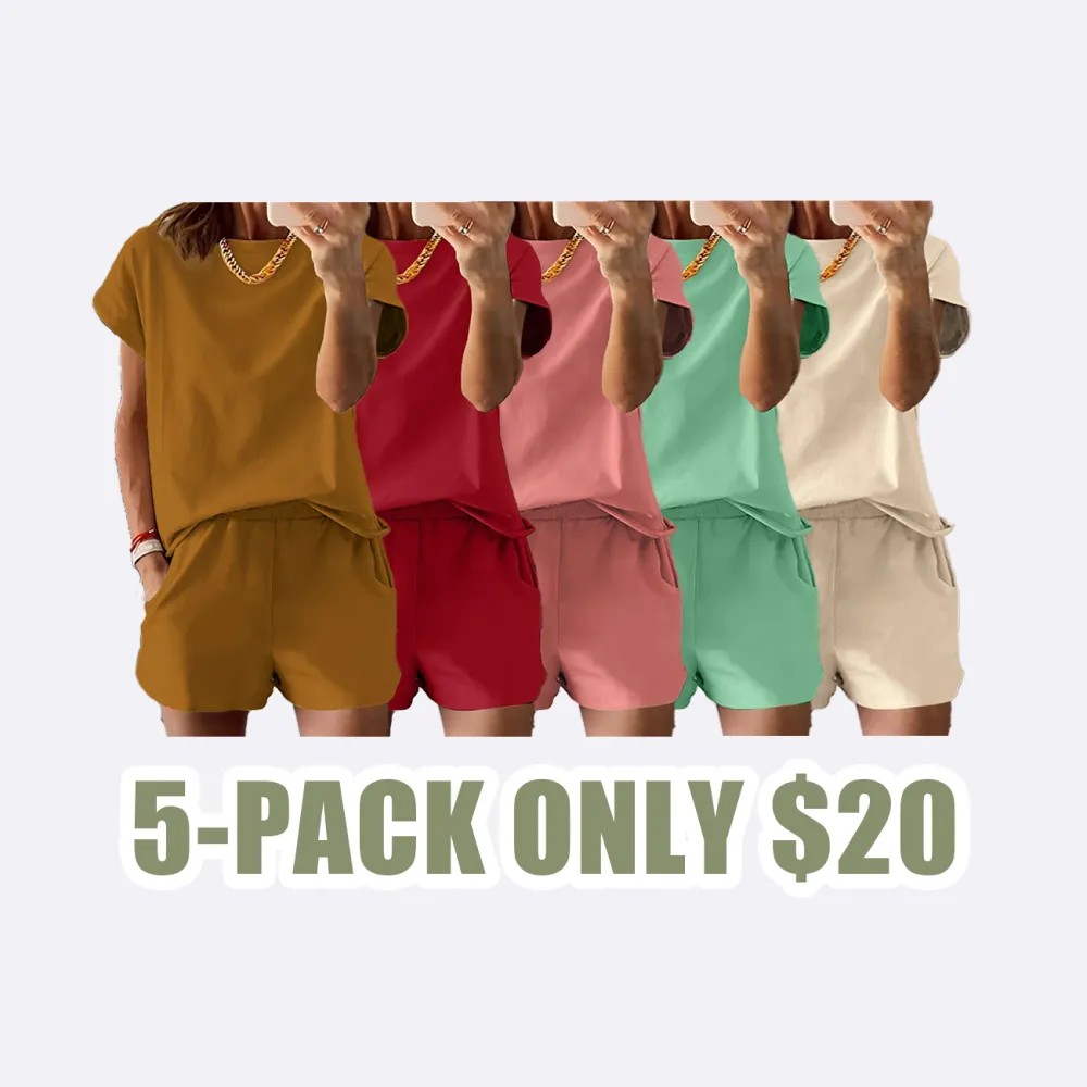 Women's Casual Summer Two-Piece Set – Letter Print Short Sleeve Tee & Matching Track Shorts