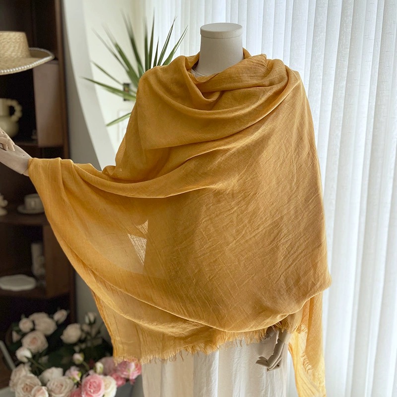 Cotton and Linen Solid Color Casual Scarf