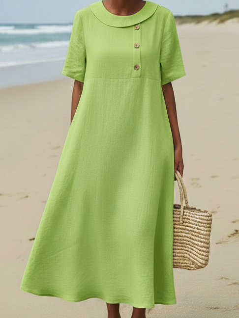 Elegant Cozy Round-neck Loose A-line Dress