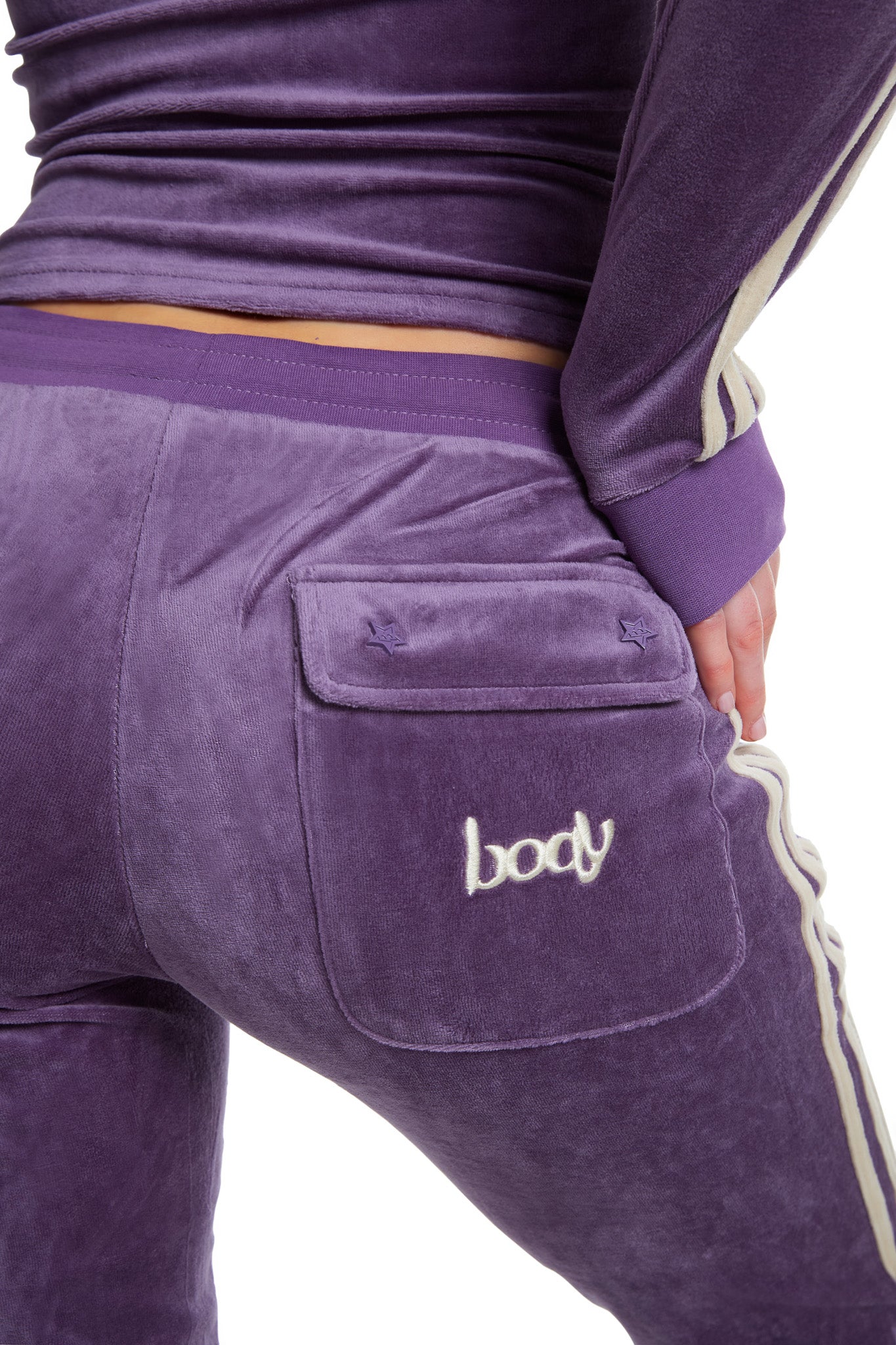 BODY VELOUR TRACK PANTS (PURPLE)