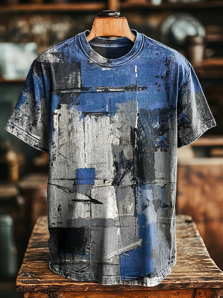 Vintage Abstract Geometric Graffiti Printed Casual Loose T-shirt