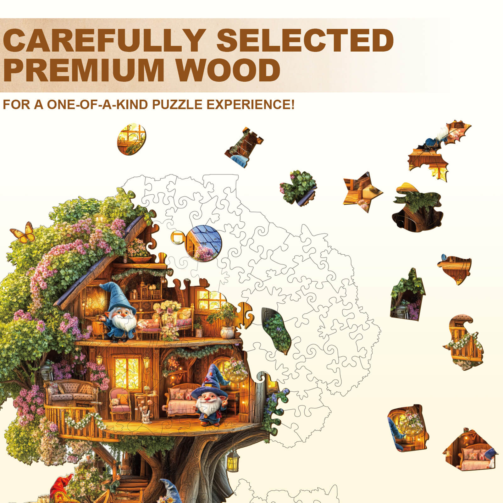 Elf Tree House Wooden Jigsaw Puzzle