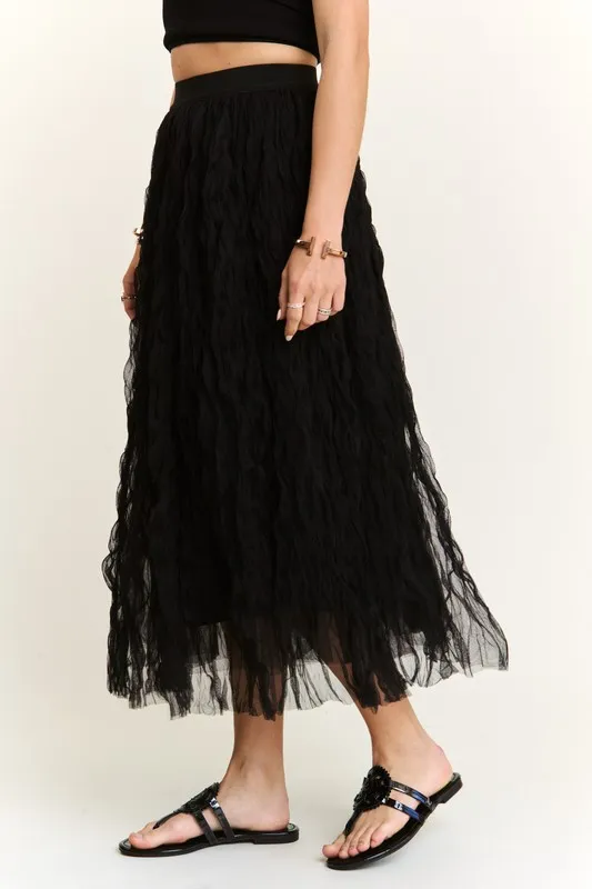 Elastic Waist Cloud Fluffy Maxi Skirt