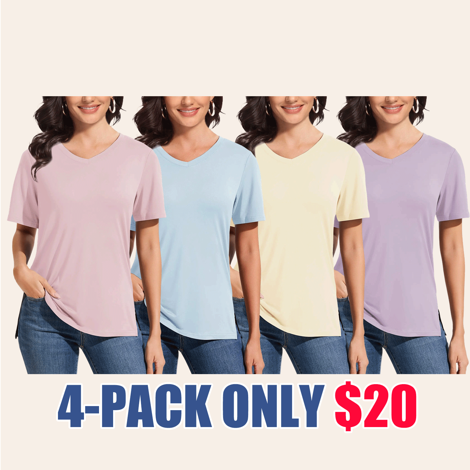 🔥Easter Sale!V-Neck Loose Fit Tee