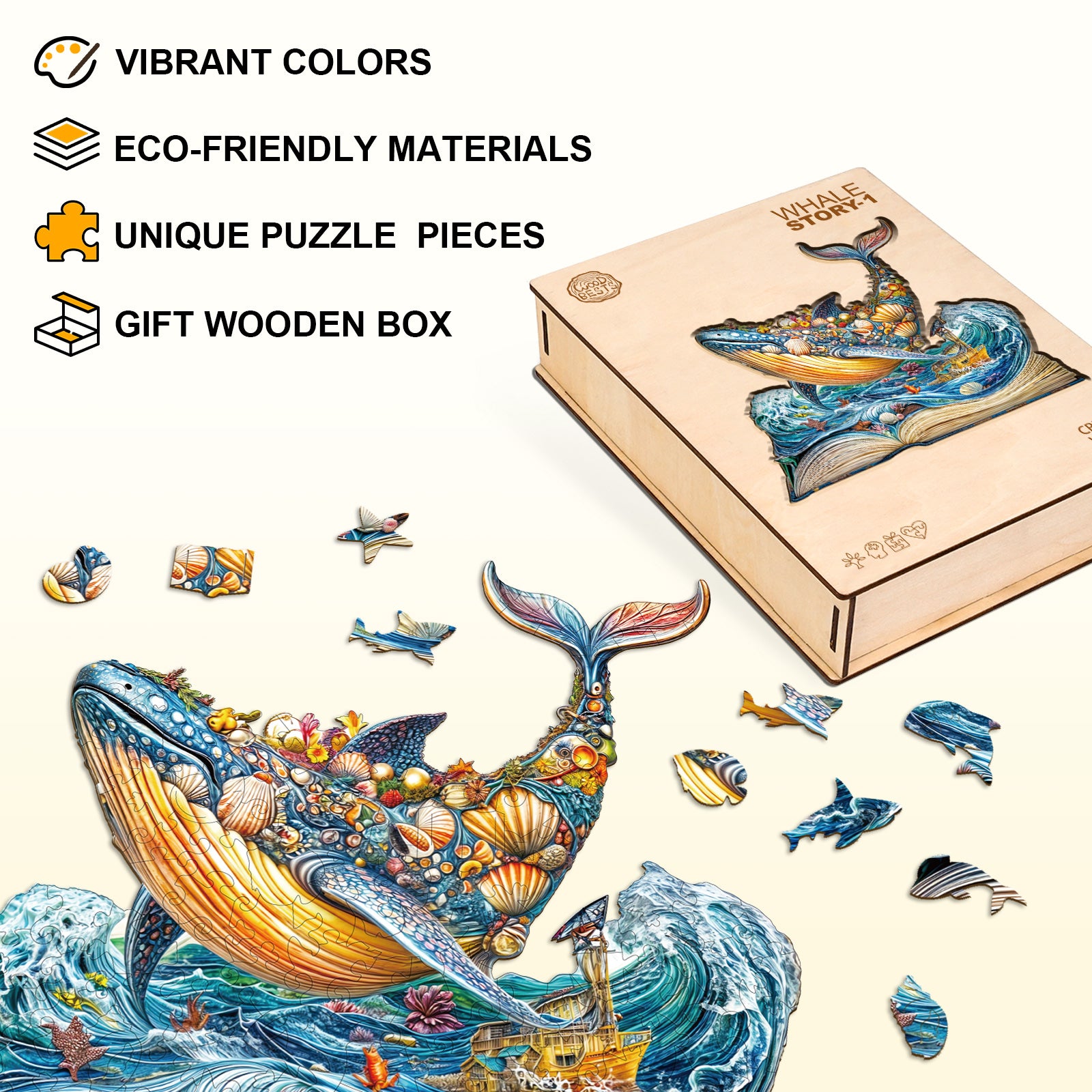 Whale Story-1 Wooden Jigsaw Puzzle