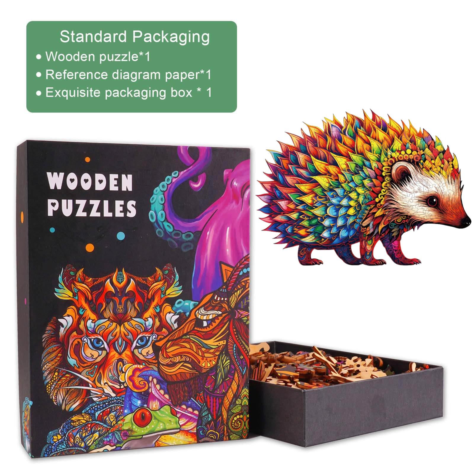 Cute Hedgehog Wooden Jigsaw Puzzle