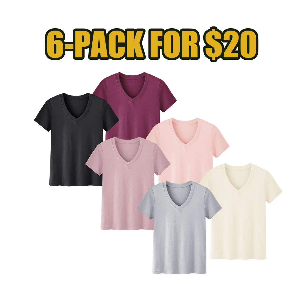 Everyday Comfort V-Neck Tees – Lightweight Loose Fit Basic Tops (1/3 Pack)