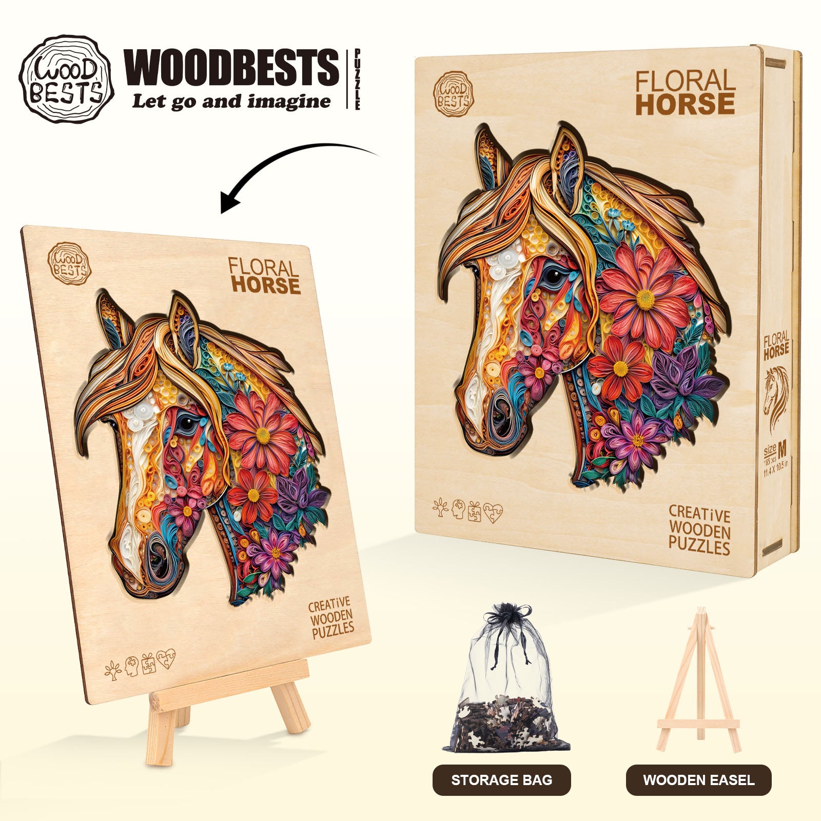 Floral Horse Wooden Jigsaw Puzzle