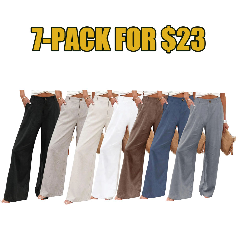 🌿 Women's High-Waisted Wide-Leg Linen Pants - Summer Casual Comfort