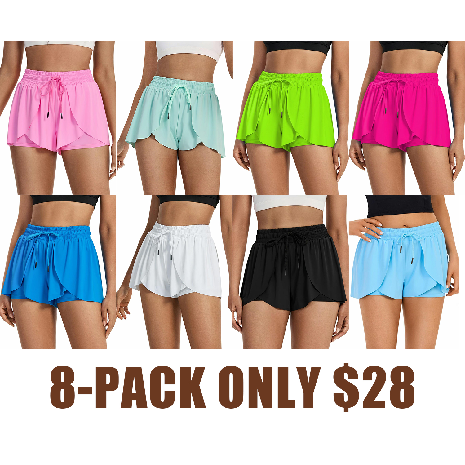 Women's 2-in-1 Drawstring Skorts, High-Waist Wrap Shorts for Gym & Daily Wear
