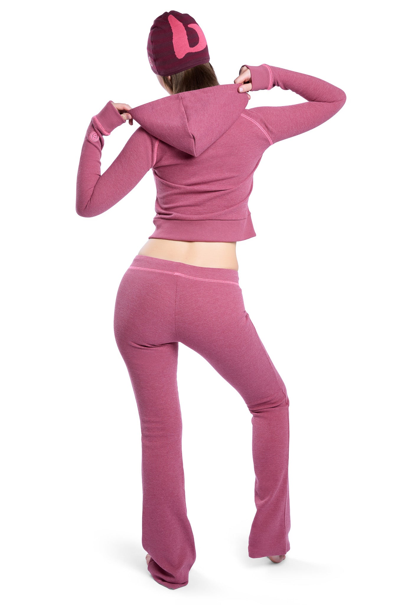 WAFFLE KNIT BOOT CUT PANTS (MAGENTA/PINK)