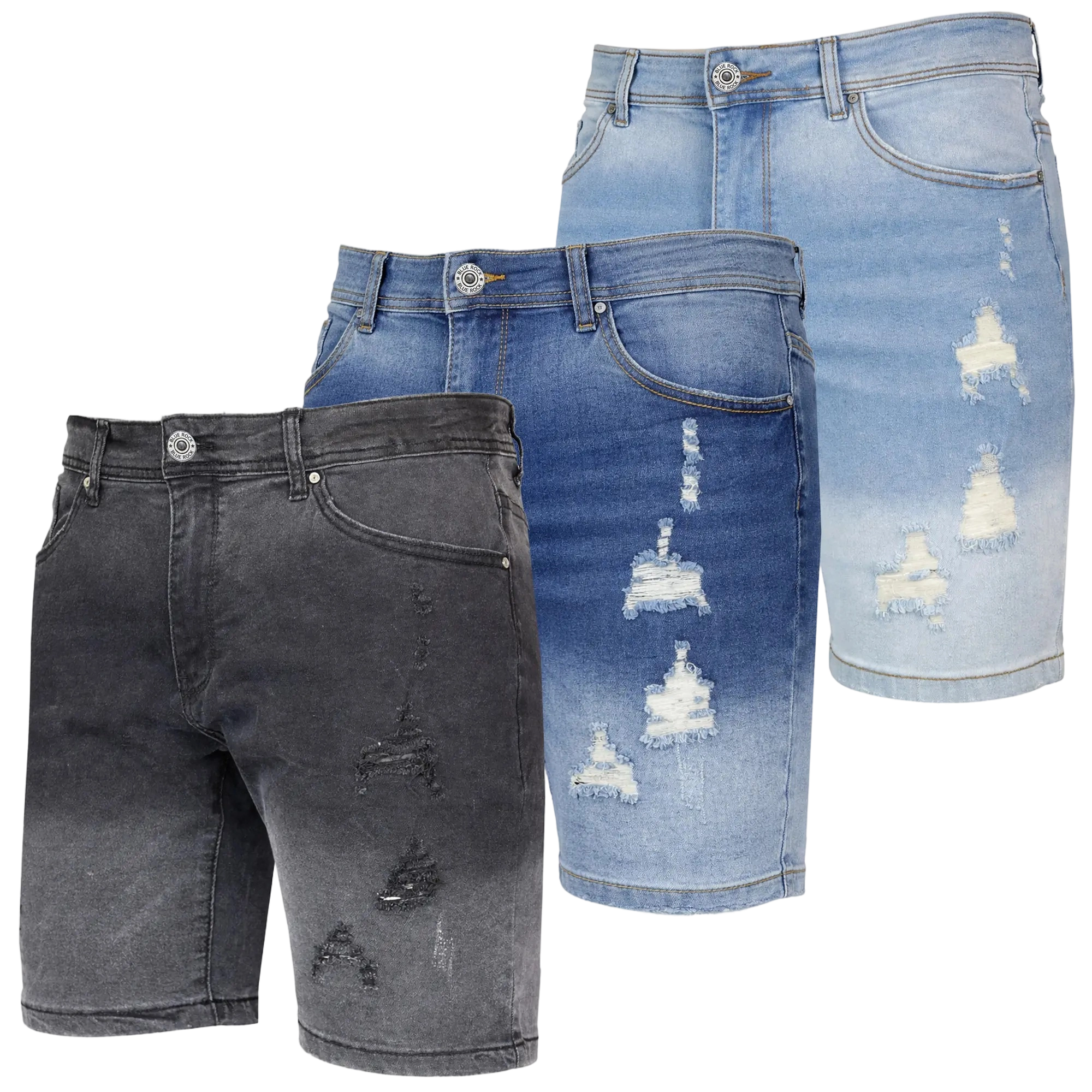 Mens 3 Pack Classic Jean Shorts with Multiple Styles (30-48)