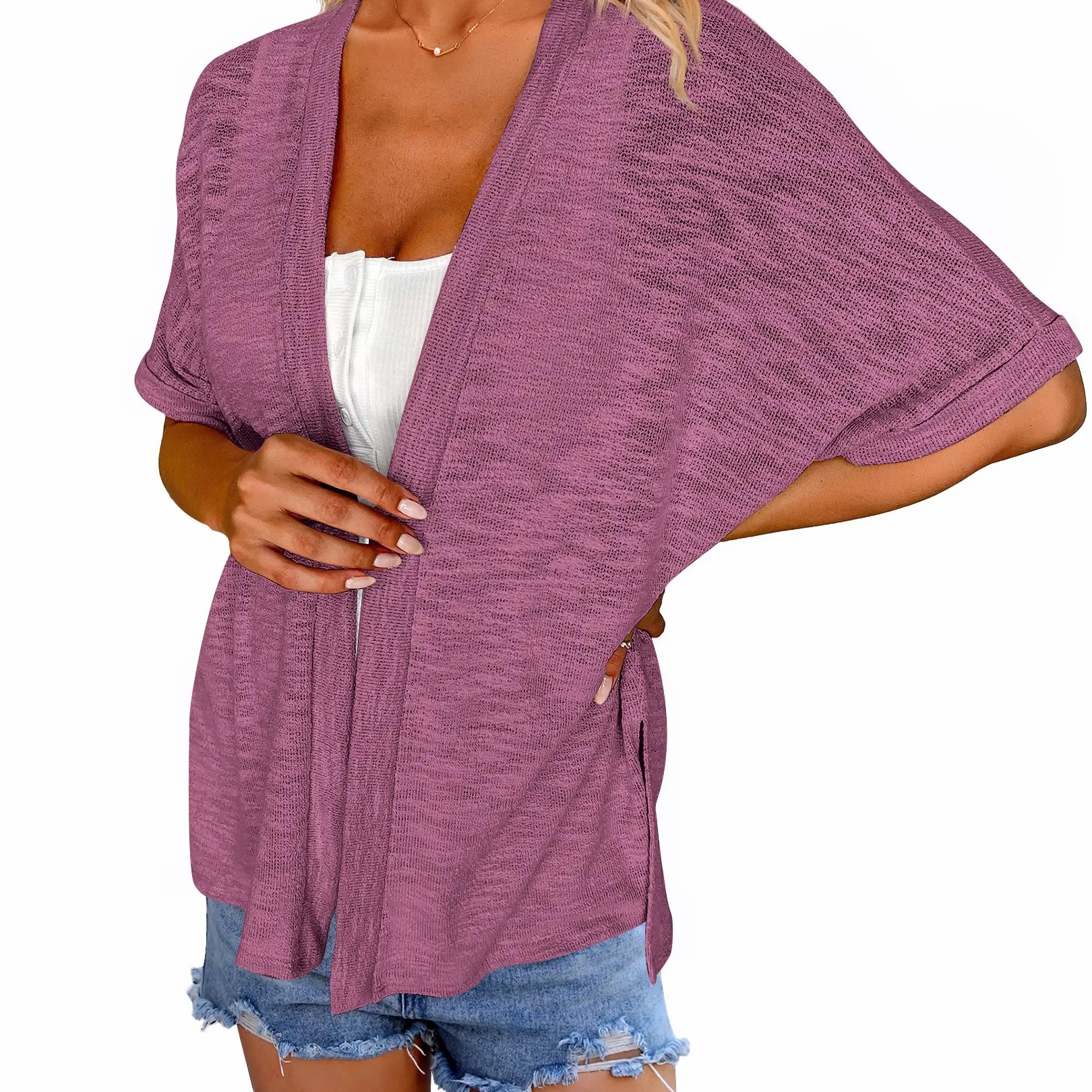 【Stock Up Deals】Women’s Lightweight Summer Open Front Short Sleeve Cardigan Cover Up