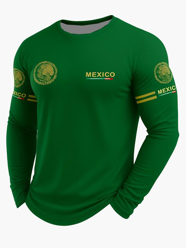 Men’s 3D Printed Long Sleeve Crop T-Shirt with Mexican Pattern