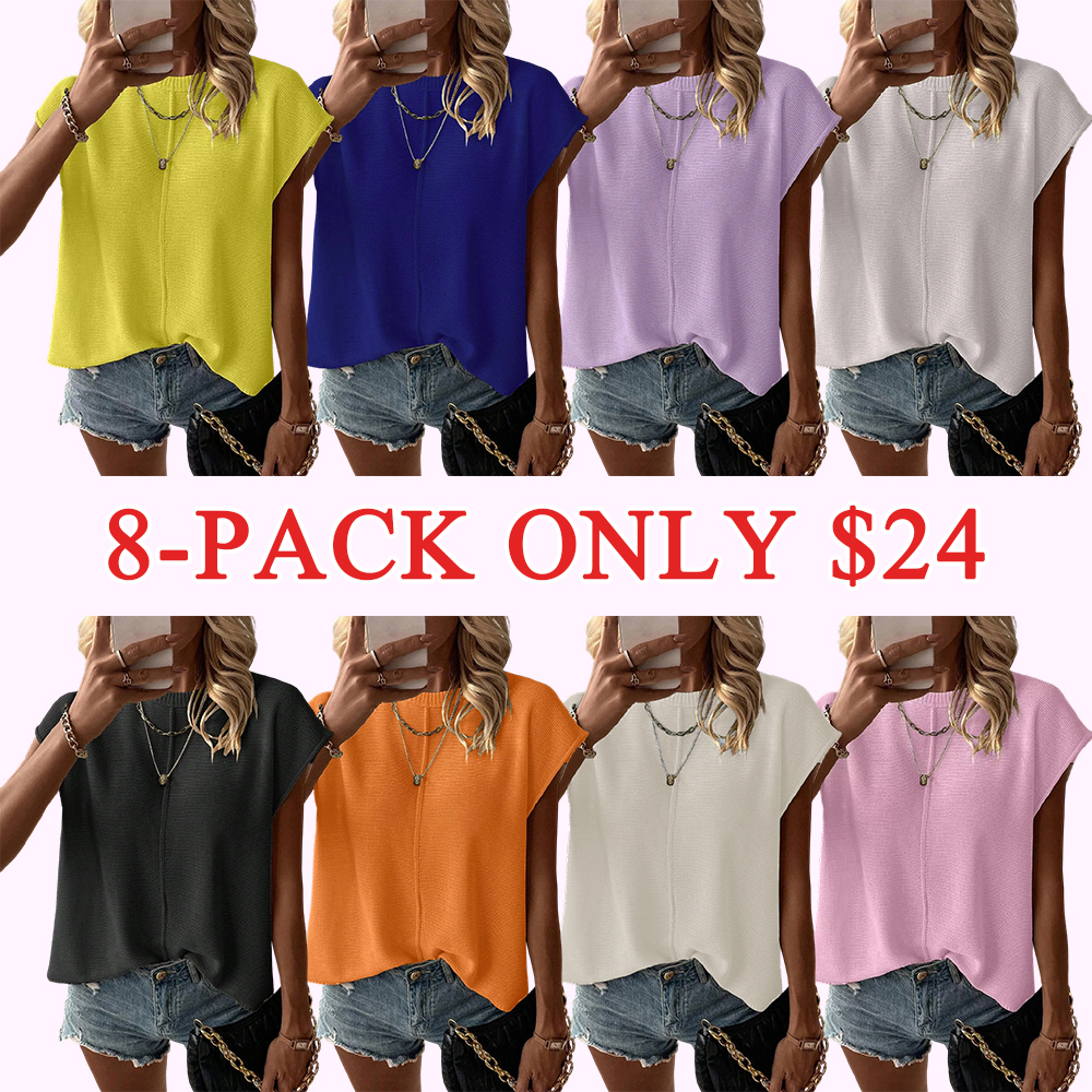 Women's Solid Color Round Neck Sweater Vest - Casual Lightweight Knit Top for Summer Daily Wear