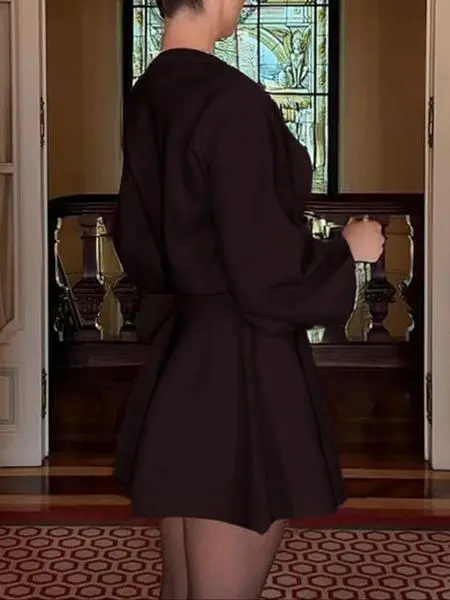 Women's Casual Half-High Neck Long Sleeve Knit Dress