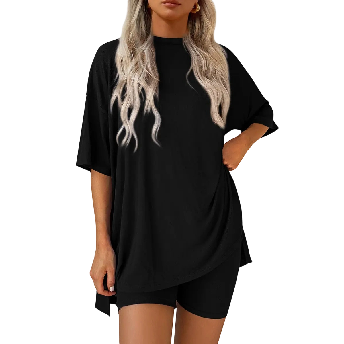 Women’s Oversized Tee & High-Waisted Biker Shorts Set