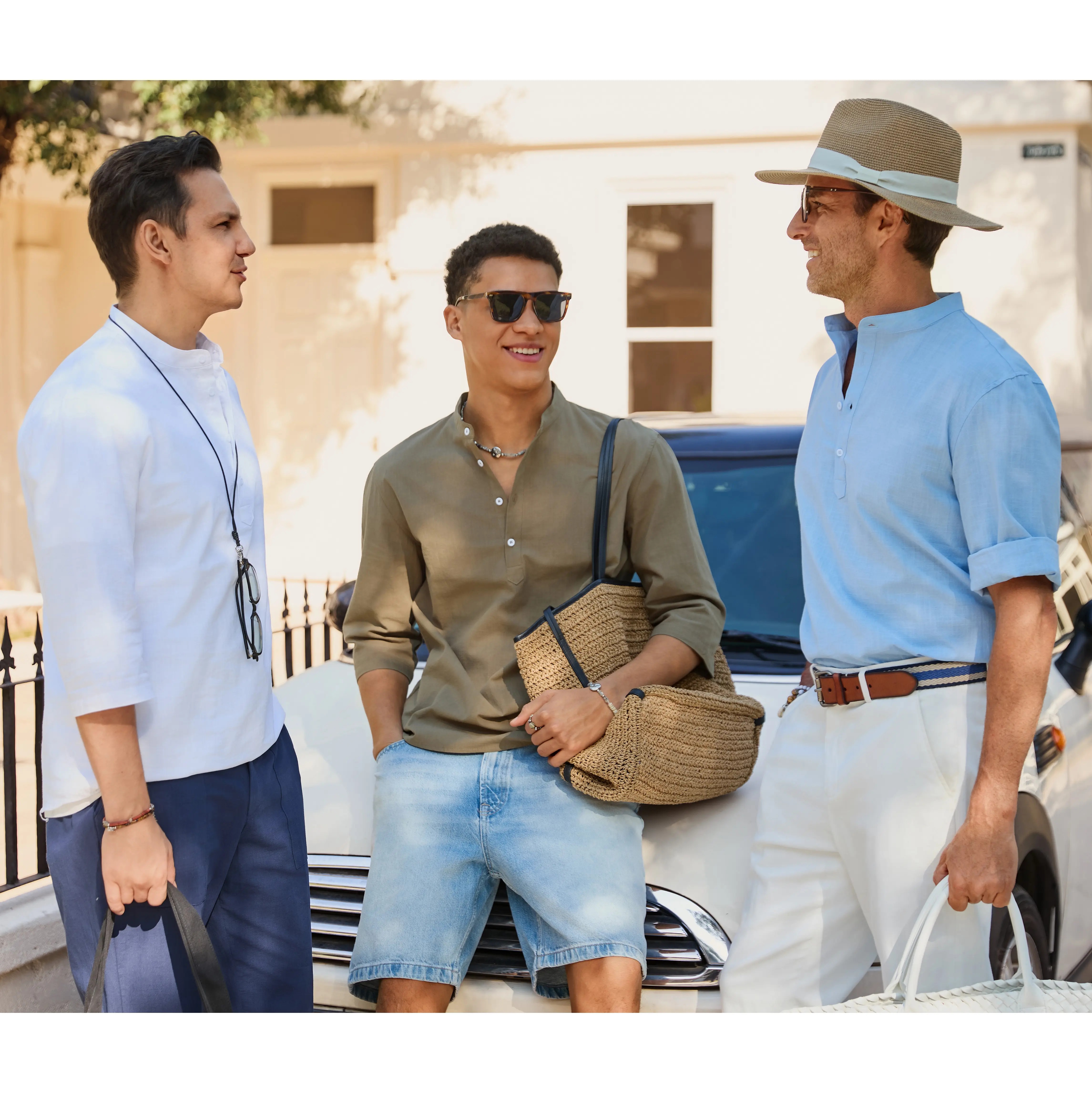 Men's Linen Cotton 3/4 Sleeve Henley T-Shirt