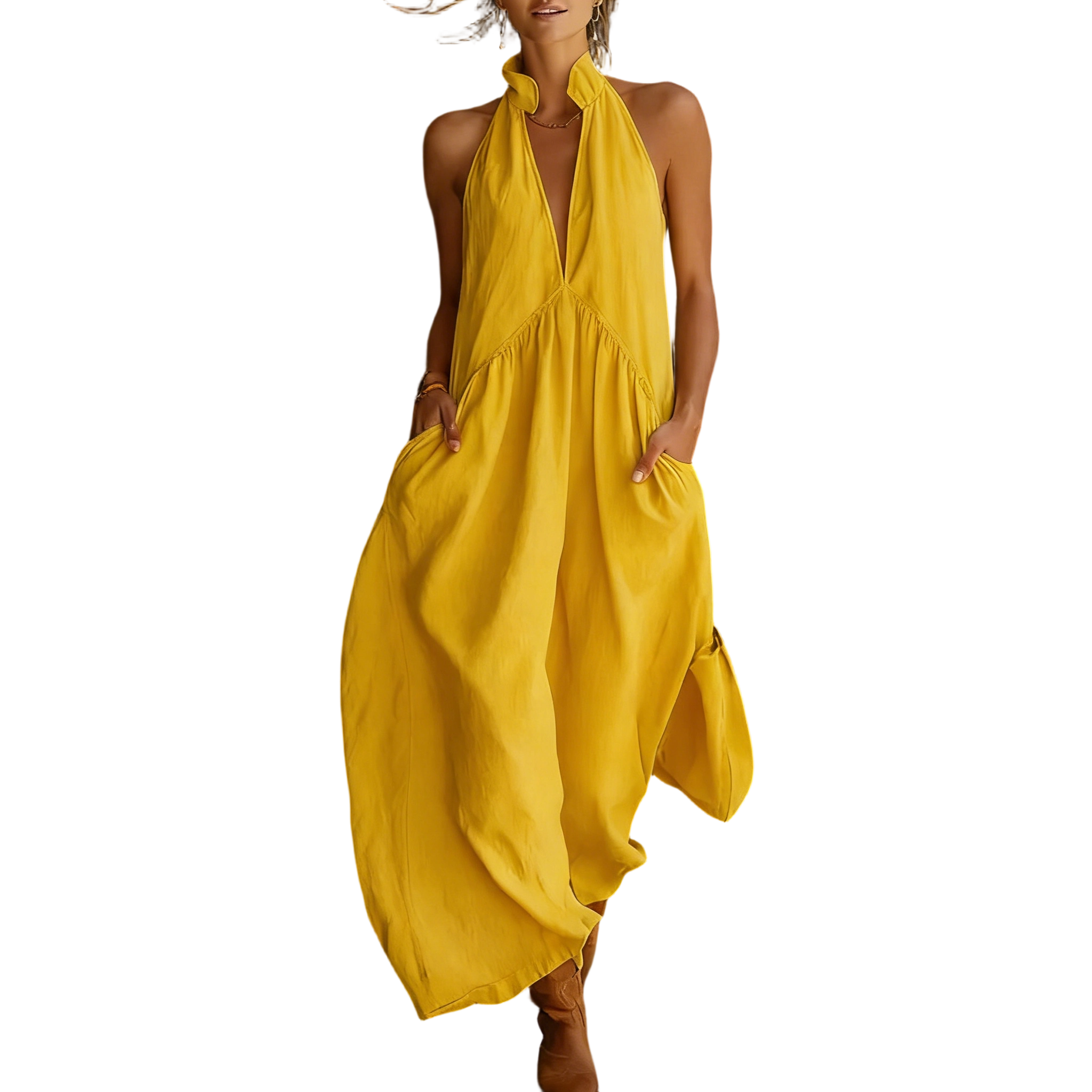 2026 Minimalist Halter Neck Maxi Dress