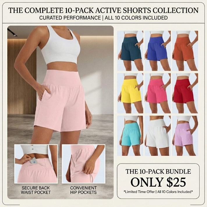 🔥Women’s 2-in-1 Super High-Waisted Cool-Touch Yoga Shorts with Pockets (3