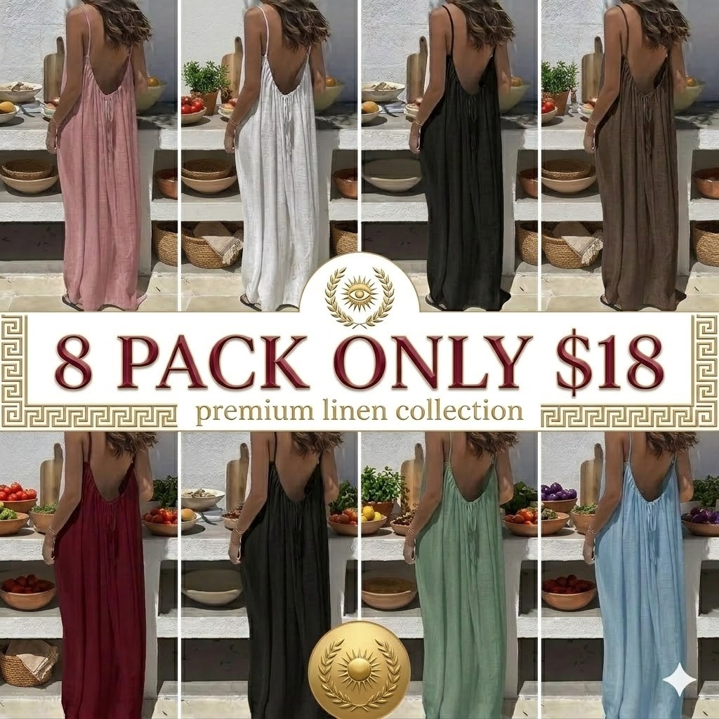 8/16 Pcs Women's Solid Color Backless Cami Dress