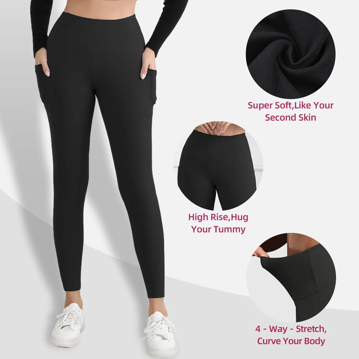 6-PACK High Waist Pants With Pockets Running Yoga Leggings for Women Leggings with Pockets