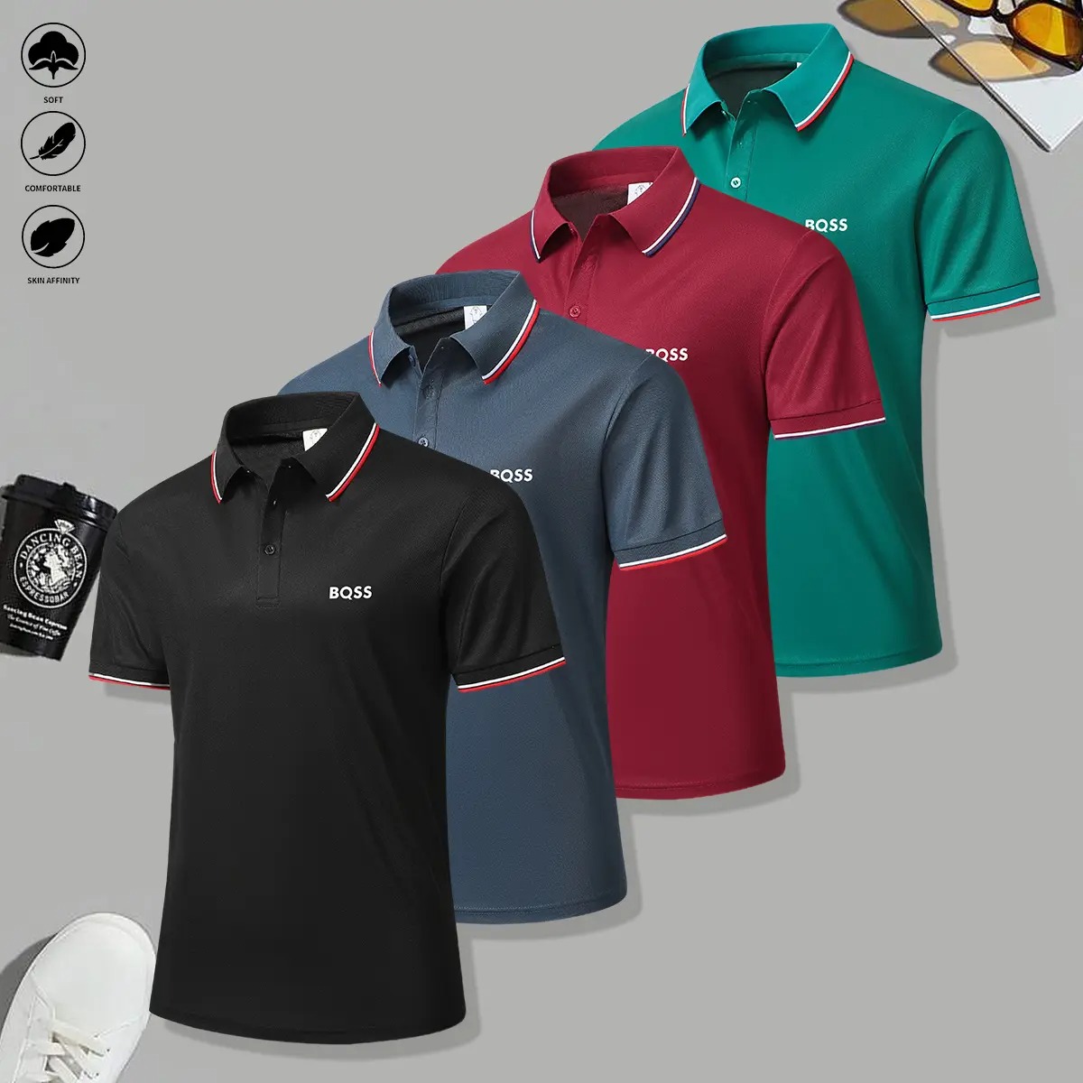 Men’s 4‑Pack Breathable Short‑Sleeve Polo Shirts — Everyday Classic Comfort