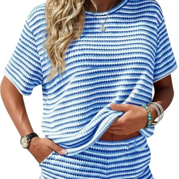 Striped Knit Matching Lounge Set