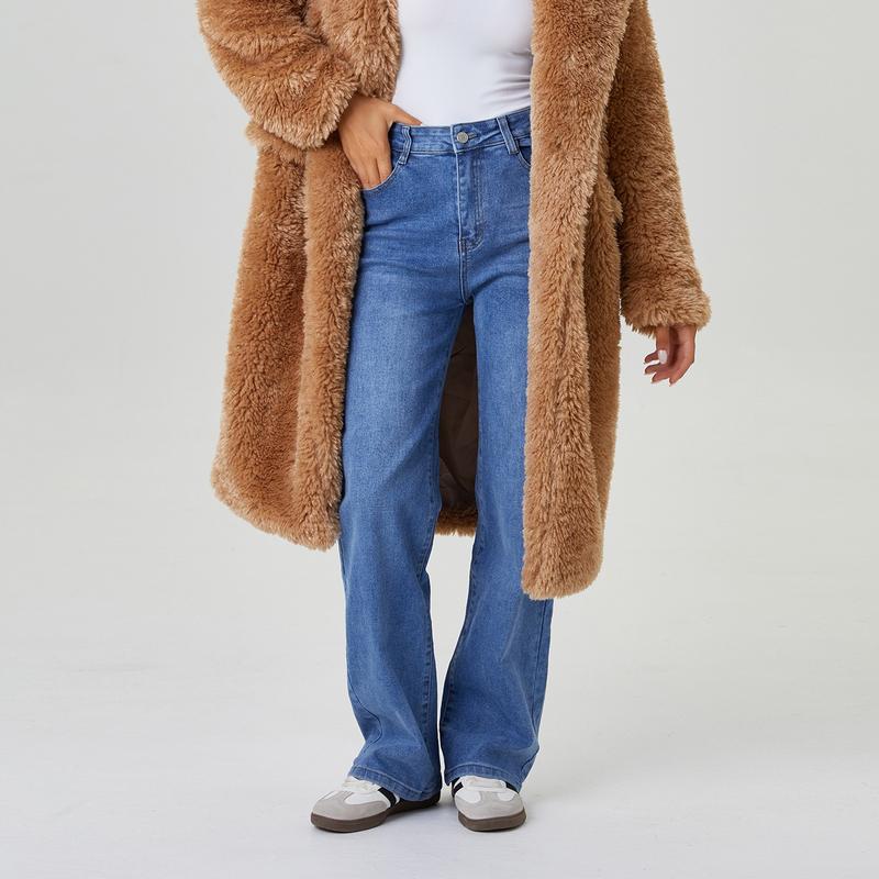 Women's High Waist Stretch Wide Leg Jeans