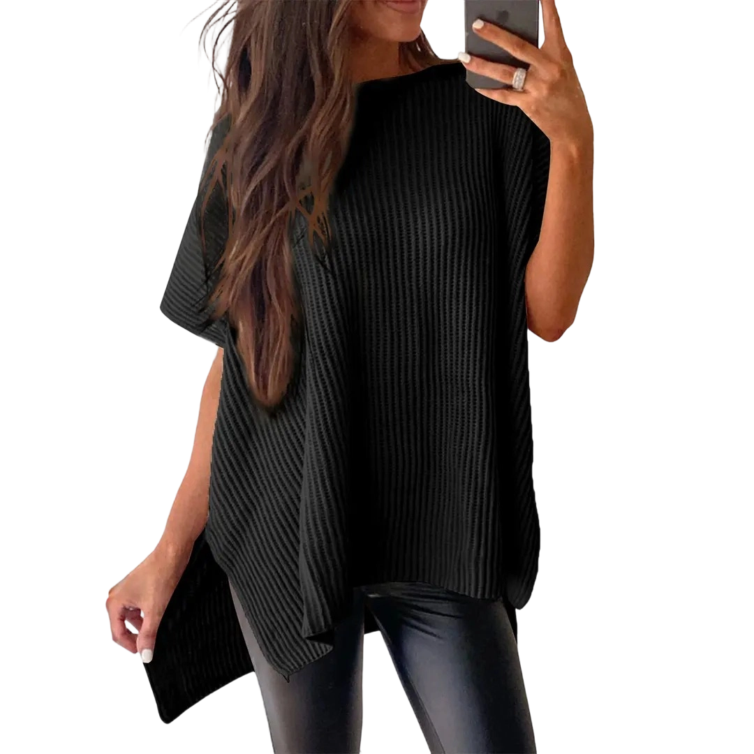 Women’s Crew Neck Short Sleeve Pullover 2026 Spring/Summer Oversized Cozy Ribbed Knit Top