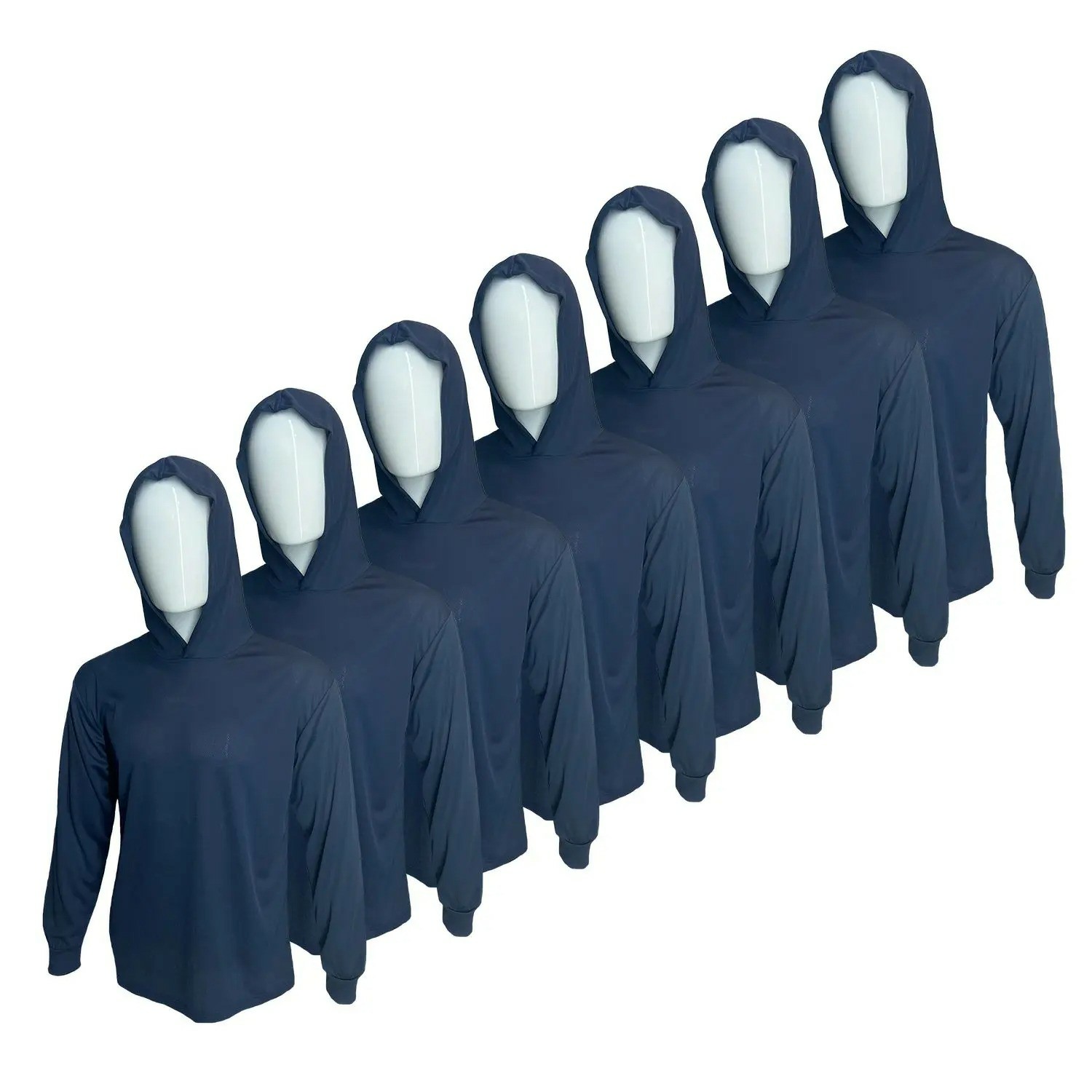 7 SHIRT PACK Hi Visibility ultra light weigh Long sleeve hoodie shirt / 100 % polyester birdeye Fabric for quick dry AVAIALBE IN VARIOUS COLORS