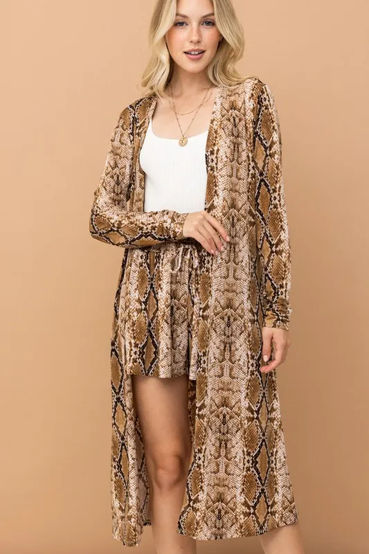 And The Why Animal Print Kimono and Shorts Set