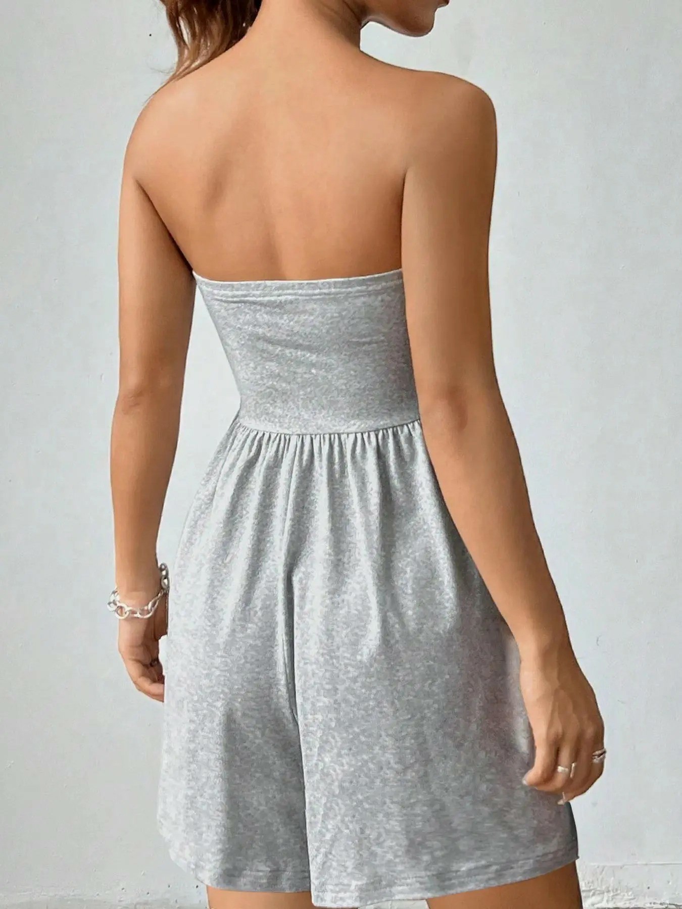 Women's Solid Color Fitted Romper, Casual Chic Fashion Romper for Summer, Women's Clothes for Daily Wear