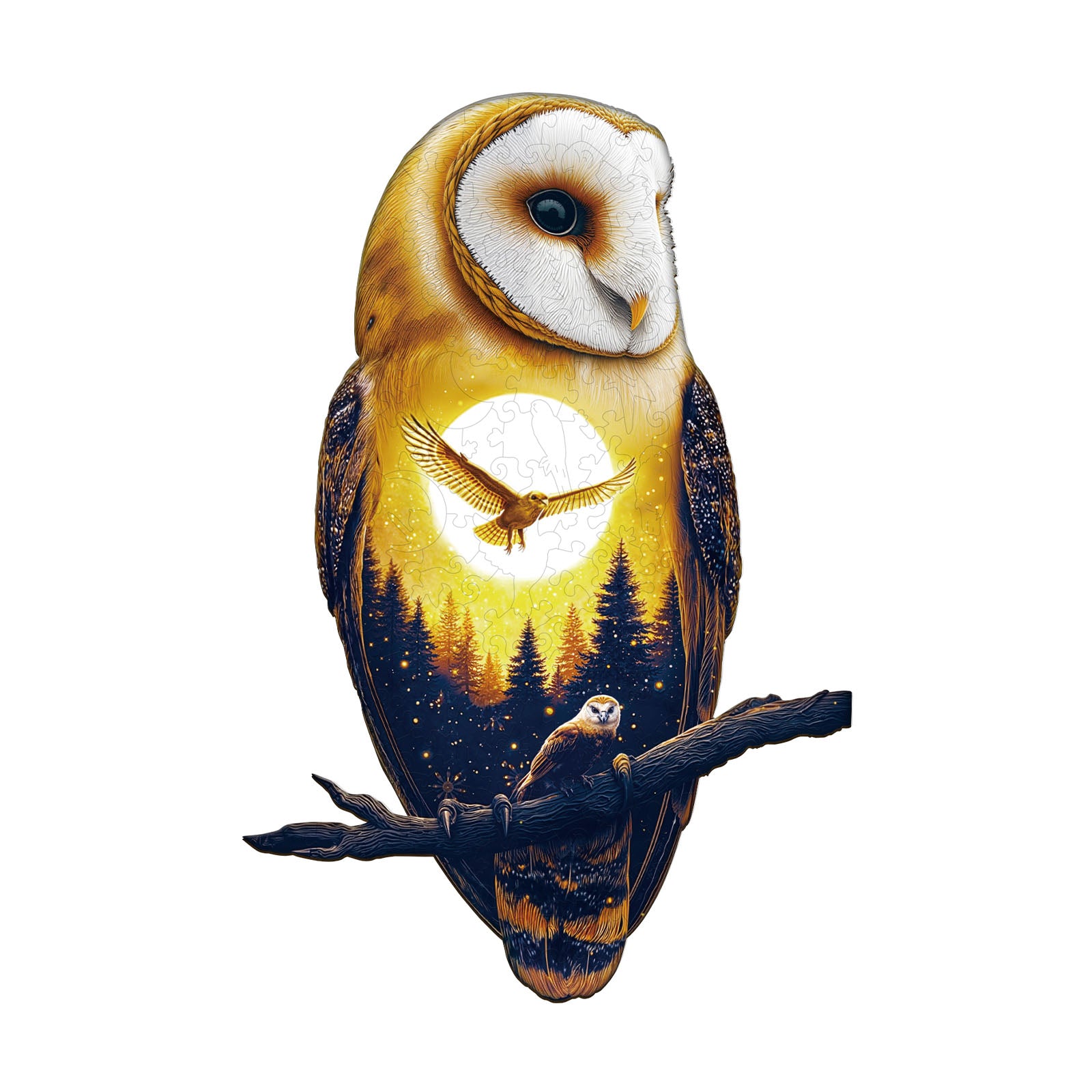 Moonlight Snow Owl Wooden Jigsaw Puzzle