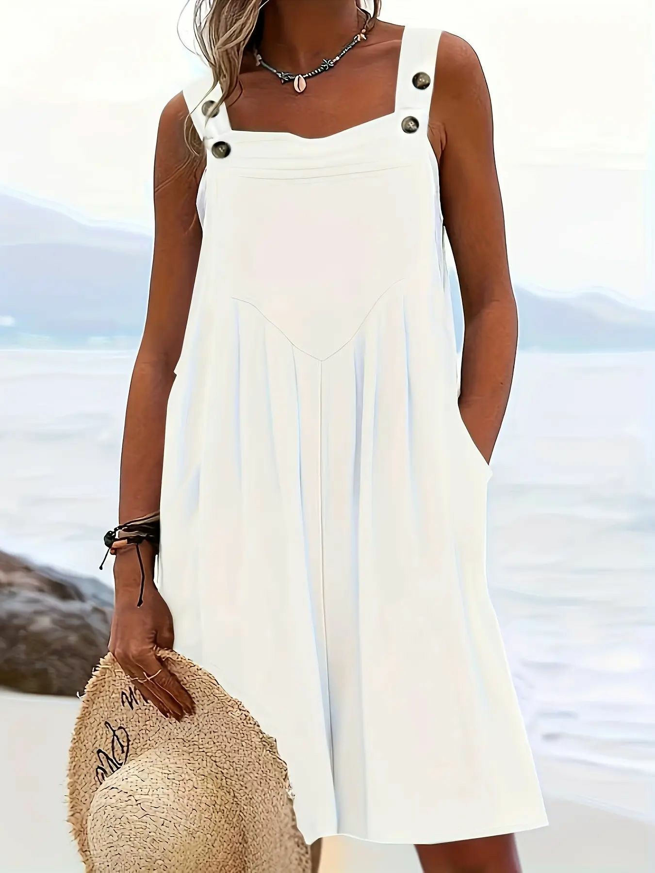 Women's Plus Size Casual Fashion Wide Leg Shorts, Loose Fit Belted Overall Pants with Button Pockets, 9 Colors Available